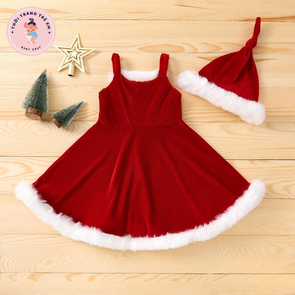 Váy đỏ cho bé đi chơi Noel và tết - Vân Kim Shop